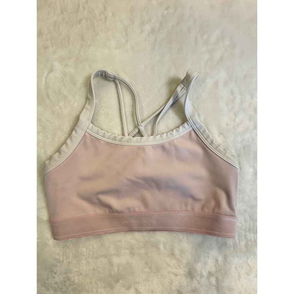 Abercrombie Kids YPB Sports‎ Bra Pink White Strappy Back Activewear Size 11/12